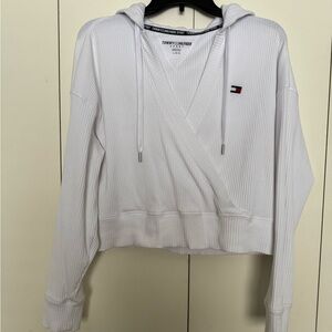 Tommy Hilfiger Women's White Ribbed Wrap Hoodie